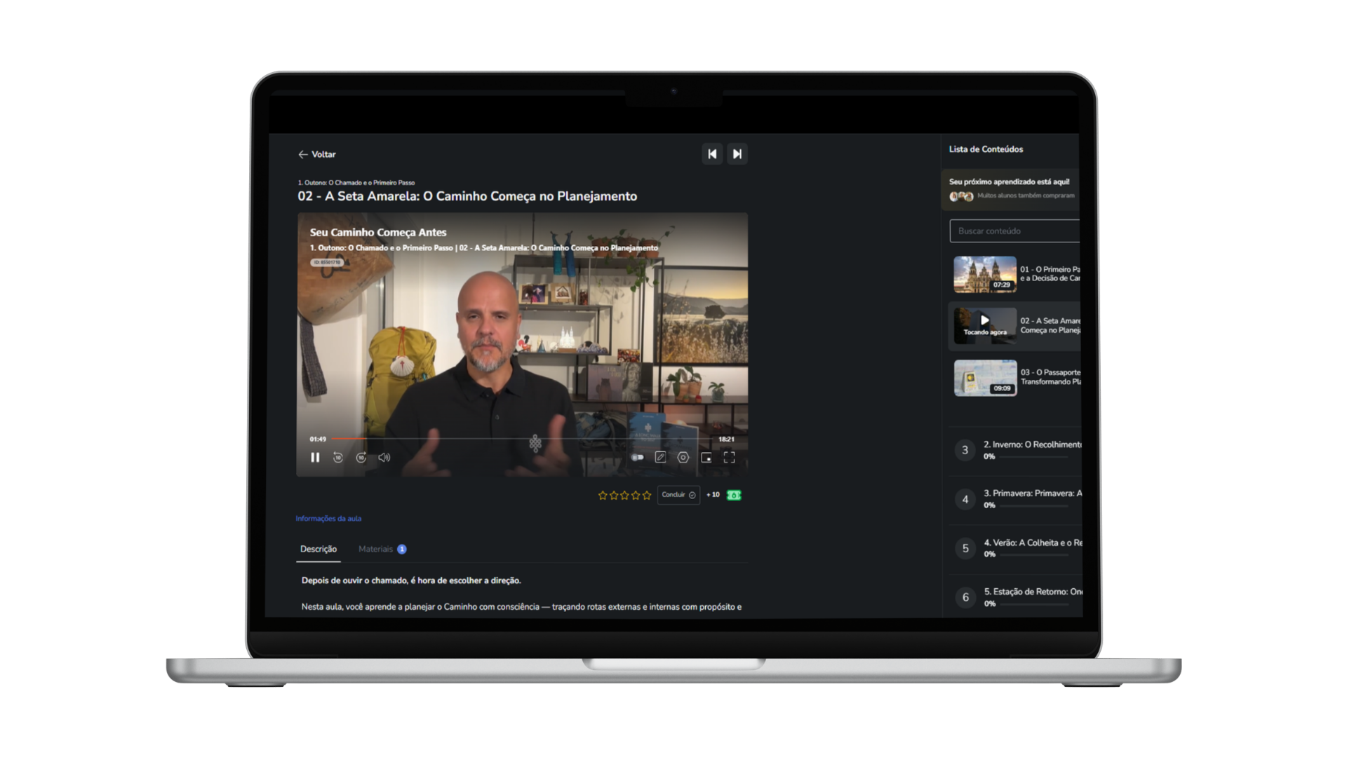 Aulas em vídeo por fase de preparo